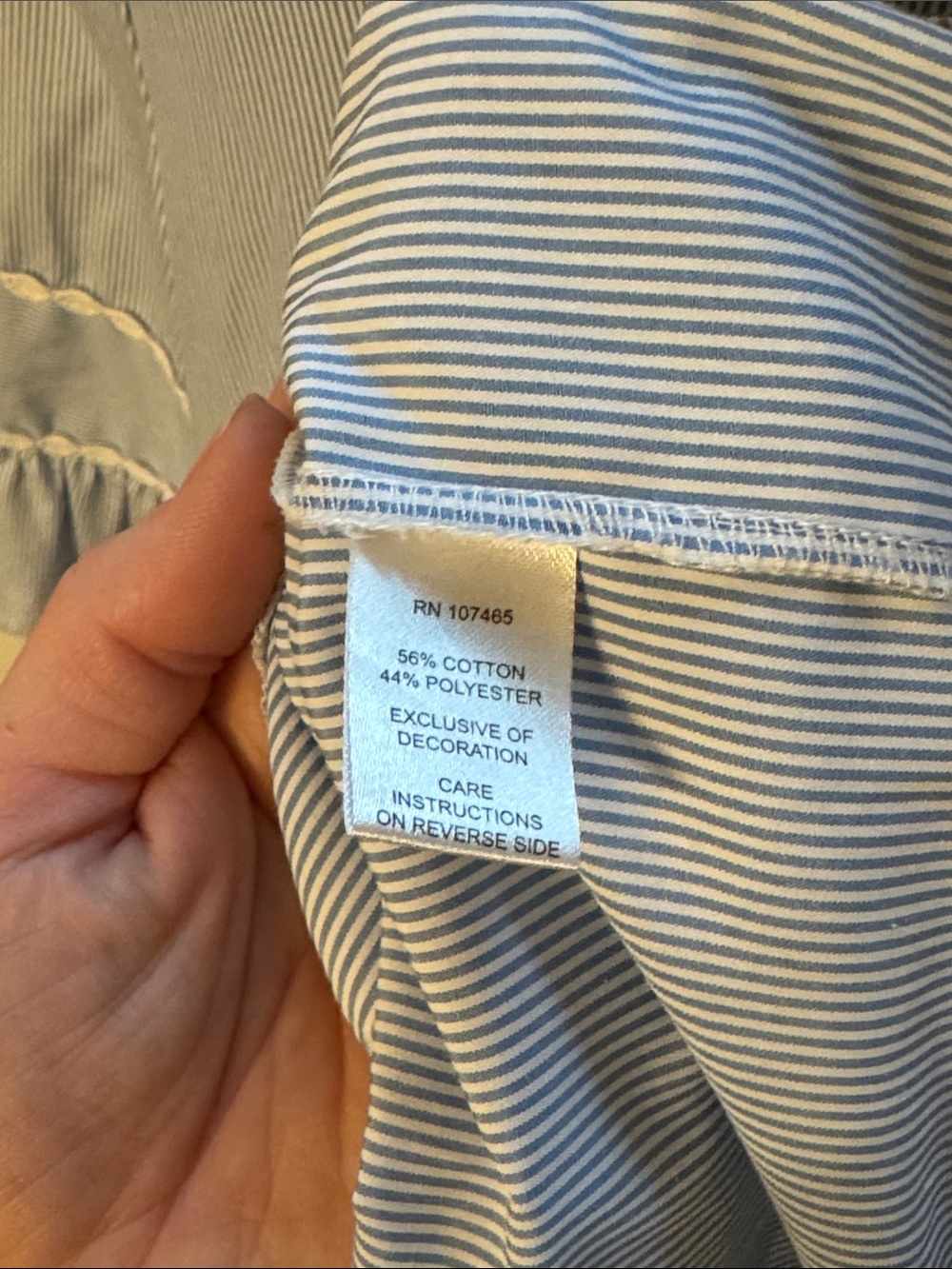 Bua/Bua Blue White Pinstripe Tiered Top Bell Sleeve Crochet Trim Boho Size S - Picture 4 of 5